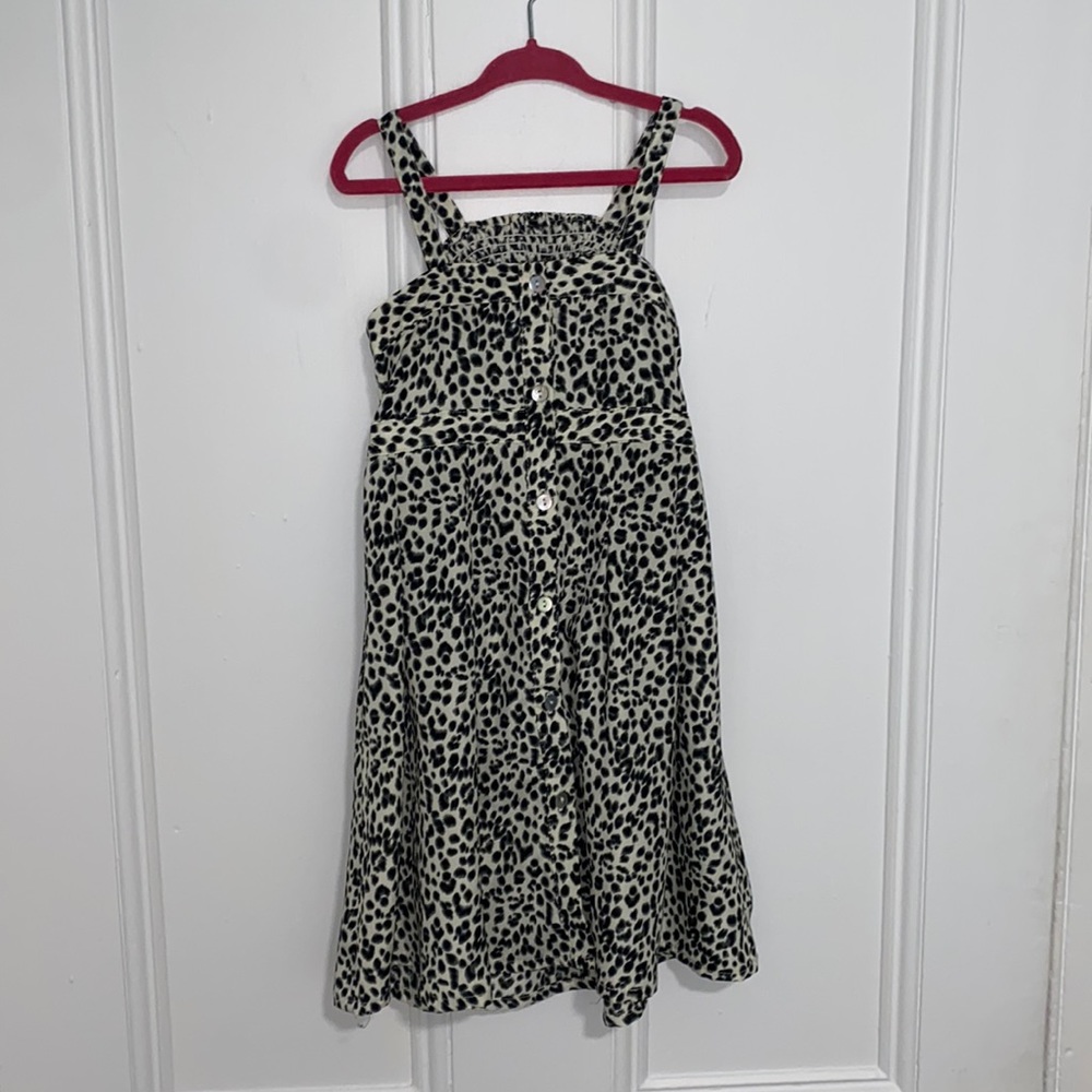 M.L.Kids Leopard Print Button Front Sundress